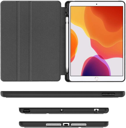 Supveco Case for Apple iPad 7 (10.2-inch, 2019 model, 7th Generation) with Pencil Holder - Premium Shockproof Case with Auto Sleep/Wake Feature (Black)