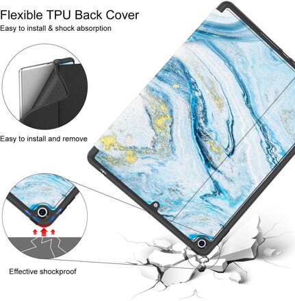 Supveco Case for Apple iPad 7 (10.2-inch, 2019 model, 7th Generation) - Premium Shockproof Case with Auto Sleep/Wake Feature (Blue Quicksand)