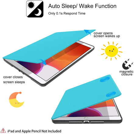 Supveco Case for Apple iPad 7 (10.2-inch, 2019 model, 7th Generation) with Pencil Holder - Premium Shockproof Case with Auto Sleep/Wake Feature (Blue)