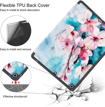 Supveco Case for Apple iPad 7 (10.2-inch, 2019 model, 7th Generation) - Premium Shockproof Case with Auto Sleep/Wake Feature (Peach Blossom)