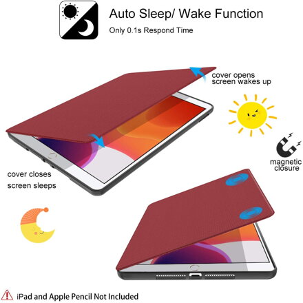 Supveco Case for Apple iPad 7 (10.2-inch, 2019 model, 7th Generation) - Premium Shockproof Case with Auto Sleep/Wake Feature (Rose Red)