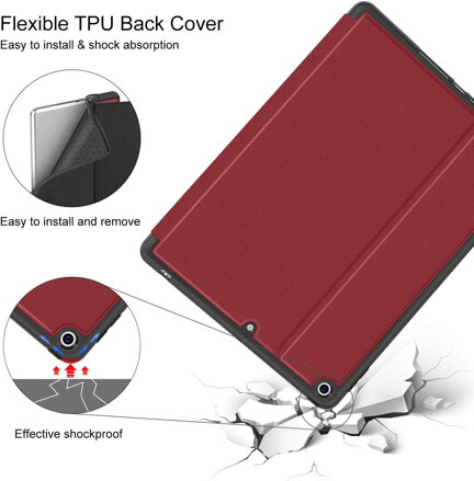 Supveco Case for Apple iPad 7 (10.2-inch, 2019 model, 7th Generation) - Premium Shockproof Case with Auto Sleep/Wake Feature (Rose Red)