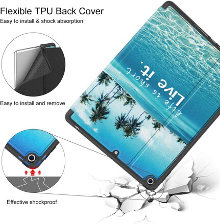Supveco Case for Apple iPad 7 (10.2-inch, 2019 model, 7th Generation) - Premium Shockproof Case with Auto Sleep/Wake Feature (Summer Beach)