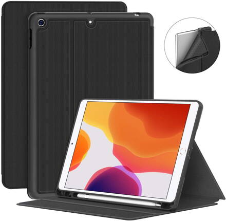 Supveco Case for Apple iPad 7 (10.2-inch, 2019 model, 7th Generation) with Pencil Holder - Premium Shockproof Case with Auto Sleep/Wake Feature (Black)